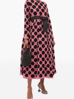 ASHISH Pink polka-dot waist-sash sequined midi dress – statement occasion dresses