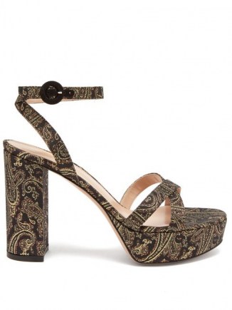 GIANVITO ROSSI Poppy 70 paisley-brocade sandals – glamorous platforms – seventies look platform shoes
