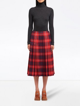 Prada check-print pleated skirt | tartan midi skirts