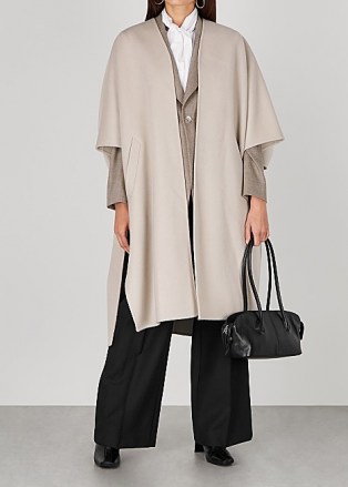 PUBLICKA Stone wool and cashmere-blend cape ~ chic longline capes - flipped