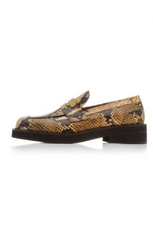 Marni Python-Effect Leather Loafers in Yellow - flipped