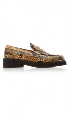 Marni Python-Effect Leather Loafers in Yellow