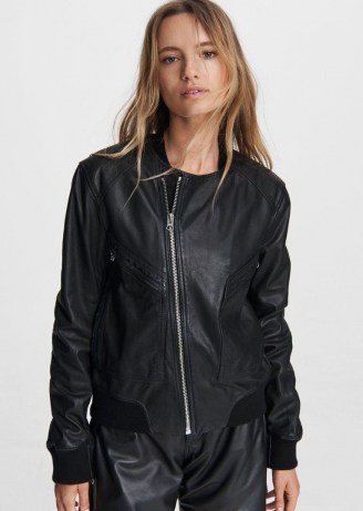 RAG & BONE FLIGHT LEATHER BOMBER JACKET BLACK / classic casual jackets / cool weekend outerwear