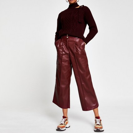 River Island Red PU pleat front cullottes