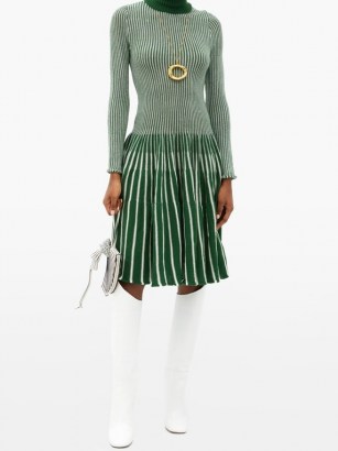 THEBE MAGUGU Roll-neck striped wool dress ~ green knitted dresses ~ beautiful knitwear