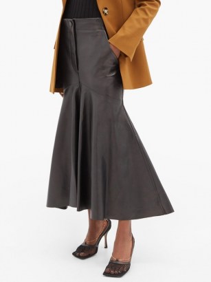 PETAR PETROV Ryo fishtail-hem leather skirt / black flared hemline skirts