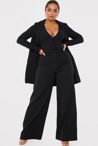 SHAUGHNA PHILLIPS BLACK CO-ORD WIDE LEG TROUSERS – going out fashion – glamorous evening look - flipped