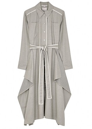 STELLA MCCARTNEY Leilani grey wool midi shirt dress ~ draped panel dresses