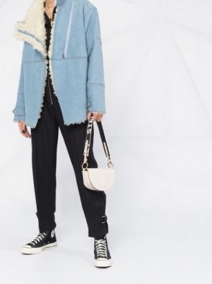 Stella McCartney Olive shearling lined denim jacket | textured faux fur jackets