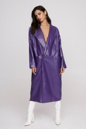 NASTY GAL Take the Lead Faux Leather Coat ~ double breasted purple coats - flipped