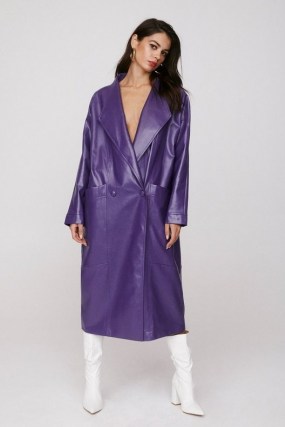 NASTY GAL Take the Lead Faux Leather Coat ~ double breasted purple coats