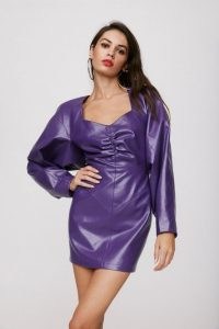 Take the Lead Faux Leather Mini Dress ~ purple open back dresses