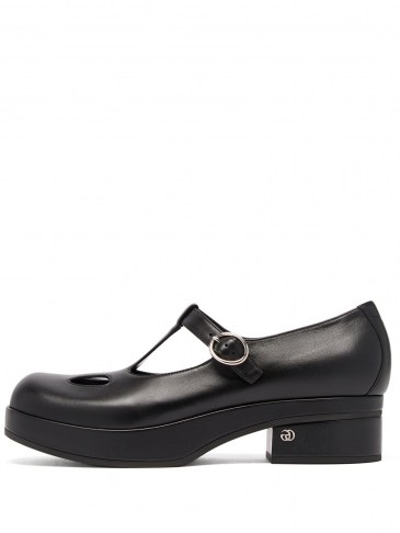 Chunky black leather Mary Janes – GUCCI T-bar leather Mary-Jane pumps - flipped