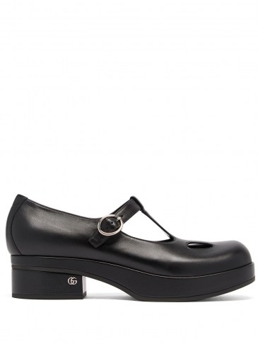 Chunky black leather Mary Janes – GUCCI T-bar leather Mary-Jane pumps