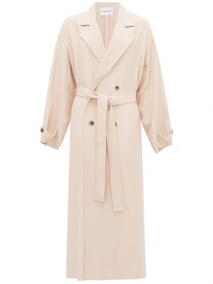 MICHELLE WAUGH The Jany double-breasted belted trench coat dusty pink ~ self tie coats ~ chic outerwear - flipped