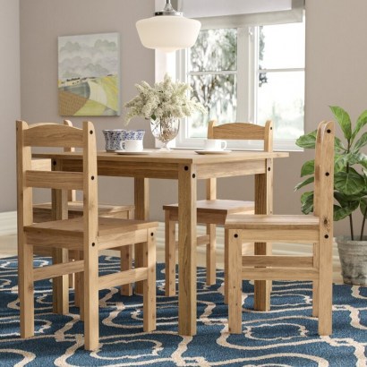 Anns Dining Set with 4 Chairs by Three Posts – inspired by village life in England and France – rustic charm - flipped