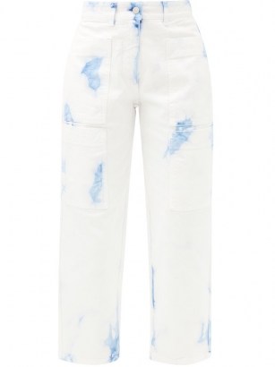 STELLA MCCARTNEY Tie-dye cropped-leg jeans ~ blue and white denim - flipped