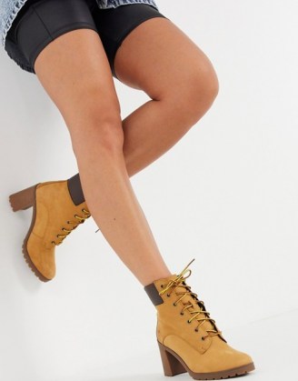 Timberland Allington lace up heeled ankle boots in wheat