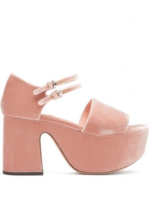 Chunky pink platforms ~ ROCHAS Velvet-faced leather platform sandals