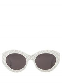 ALAÏA EYEWEAR Vienne oval acetate sunglasses / white studded eyewear / retro accessories