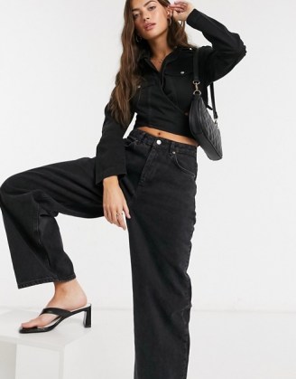Weekday Willis organic cotton denim wrap shirt in washed black – stylish and cool
