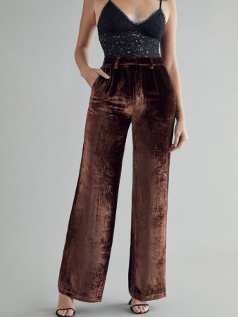 REFORMATION Wes Pant in Chestnut ~ brown wide leg trousers