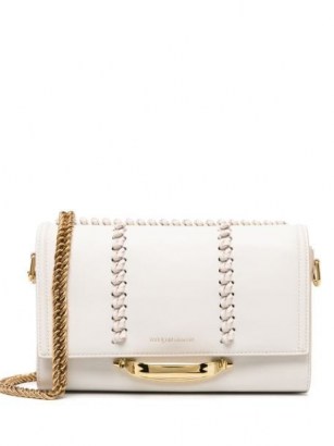 Alexander McQueen The Story white-leather shoulder bag ~ chain strap flap bags - flipped