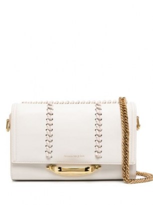 Alexander McQueen The Story white-leather shoulder bag ~ chain strap flap bags