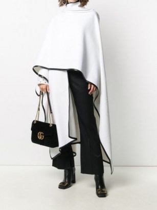 Balmain white wool cape with black trim ~ designer capes ~ chic outerwear