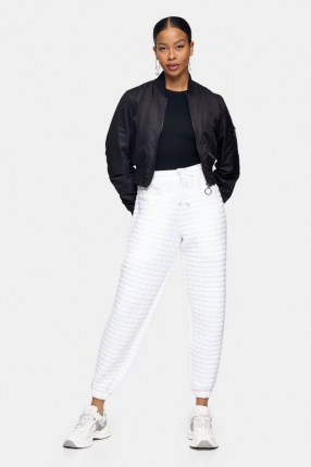 TOPSHOP White Quilted Joggers ~ cool casual looks ~ sporty look trousers