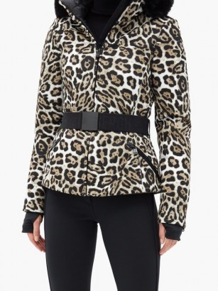 GOLDBERGH Wild leopard-print faux fur-trimmed ski jacket ~ wild cat prints ~ winter jackets