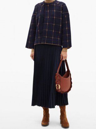 CHLOÉ Windowpane-check wool-blend cropped jacket / checked jackets - flipped