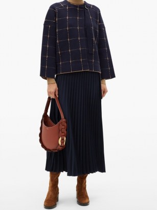 CHLOÉ Windowpane-check wool-blend cropped jacket / checked jackets