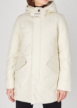 WOOLRICH Arctic off-white padded twill parka ~ casual winter coats - flipped