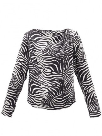 GAUGE81 Yamagata draped zebra-print silk blouse – mono animal prints – tops and blouses - flipped