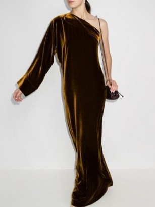 Bernadette Gigi one-shoulder gown – velvet look evening gowns – long event dresses - flipped