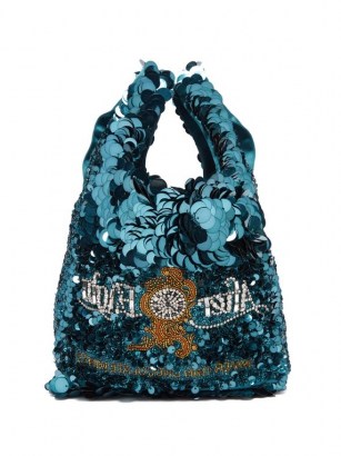 ANYA HINDMARCH After Eights sequinned recycled-satin tote bag | shiny sequin evening bags | party accessories - flipped