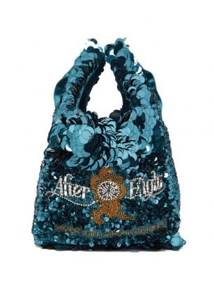 ANYA HINDMARCH After Eights sequinned recycled-satin tote bag | shiny sequin evening bags | party accessories