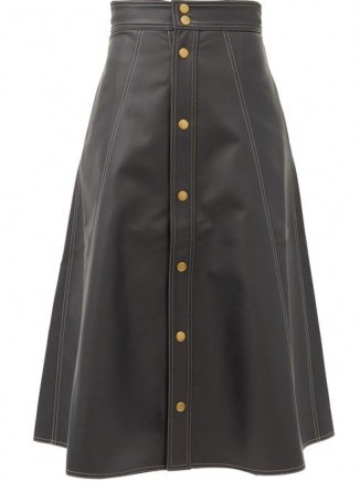 VIKA 2.0 A-line topstitched faux-leather skirt – black eco-conscious skirts - flipped