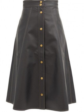 VIKA 2.0 A-line topstitched faux-leather skirt – black eco-conscious skirts