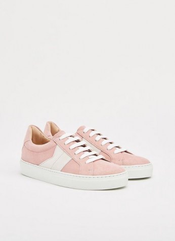 L.K. BENNETT ALIVIA PINK SUEDE TRAINERS – sports luxe shoes – casual footwear