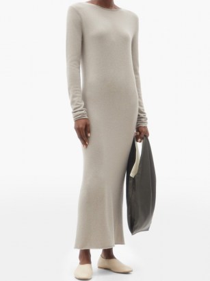 LISA YANG Anais maxi cashmere sweater dress ~ grey knitted dresses ~ effortless winter style - flipped