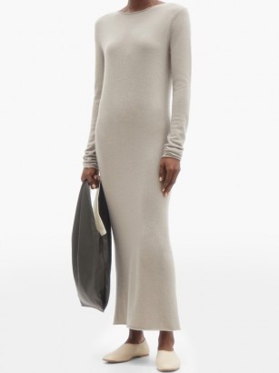 LISA YANG Anais maxi cashmere sweater dress ~ grey knitted dresses ~ effortless winter style