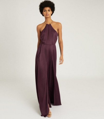 Reiss ANNE CHAIN DETAIL MAXI DRESS BERRY ~ evening glamour ~ long glamorous occasion dresses