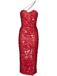 ANOUKI crystal strap detail sequin dress in red / vintage style evening glamour / glamorous sparkling party dresses