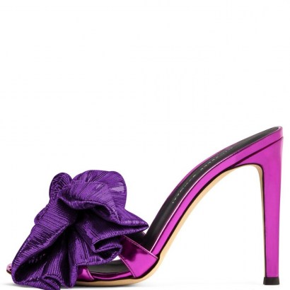Giuseppe Zanotti Aretha purple mirrored leather sandals - flipped