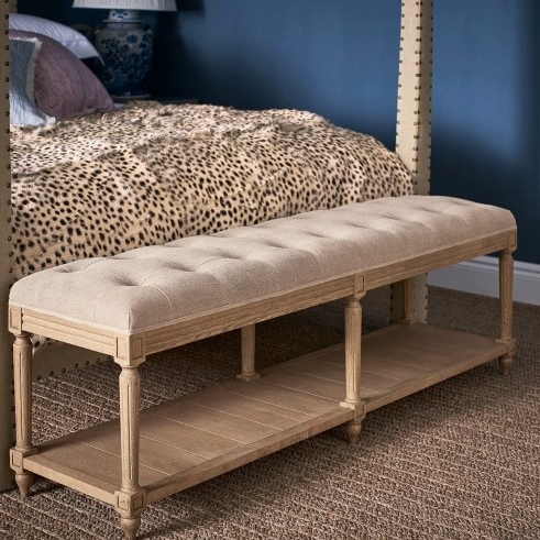 Ashdown Herringbone Solid Oak And Linen Bench – Taupe