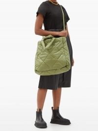 STAND STUDIO Assante quilted faux-leather tote bag / large green puffy bags