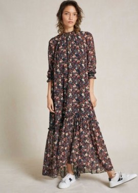 Me+Em Autumn Floral Maxi Dress + Tie ~ long vintage style dresses ~ flower prints ~ me and em clothing ~ meandem - flipped