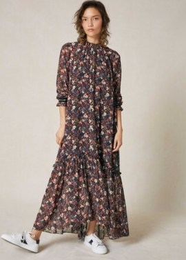 Me+Em Autumn Floral Maxi Dress + Tie ~ long vintage style dresses ~ flower prints ~ me and em clothing ~ meandem